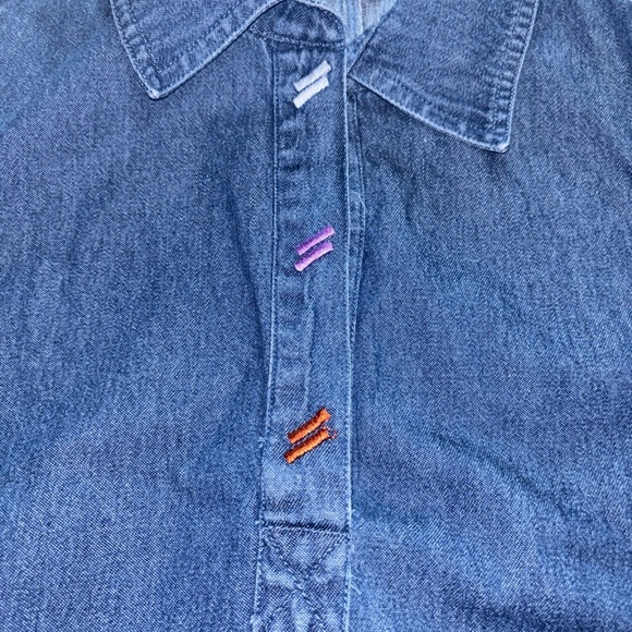 VTG Denim Blue Jean Jumper Dress Maxi Sleeveless women’s SzM Cottagecore Boho - Picture 6 of 13